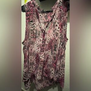 Elena Solano Sheer blouse in pink/black womans size 3X
